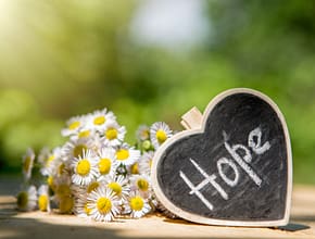 Hope - inscription on the heart shaped box