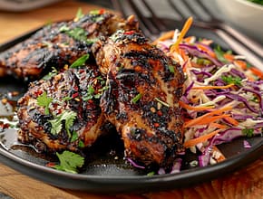 Jamaican jerk chicken and slaw